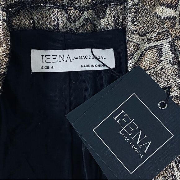 IEENA for Mac Duggal Sequin Leopard Print Blazer Sz 6 NWT - Picture 12 of 16